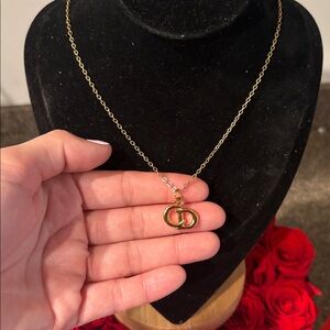 CD charm necklace 18k gold plated stainless steel